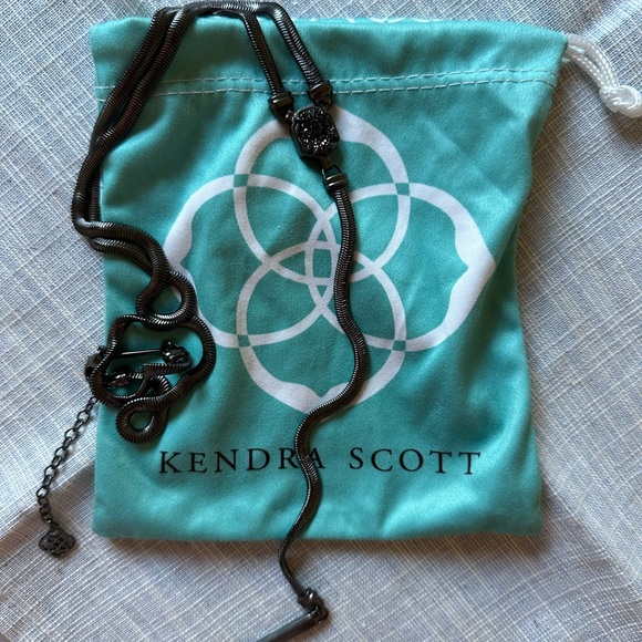 KENDRA SCOTT Gunmetal Starla Y Necklace in Black Drusy - Picture 2 of 2